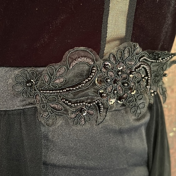 Weissman Black Velvet Leotard Dance Halloween Costume Attached Panel Skirt Large - Picture 7 of 15